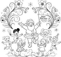 xmas, child, cartoon, coloring, coloring book, illustration, drawing, children, christmas, vector, fairytale, animal, outline, bear, winter, toy, flowers, childhood, sketch, art, cat, clip-art, forest