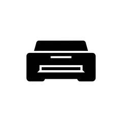 Black Printer Icon on White Background for Technology and Office Concepts