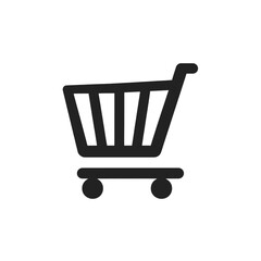 Shopping Cart Icon Simple Black Silhouette for E-commerce and Retail