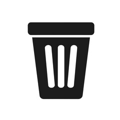 Simple Black Trash Can Icon Waste Disposal Symbol for Website and App Design