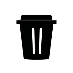 Simple Black Trash Can Icon Isolated on White Background Waste Management Symbol