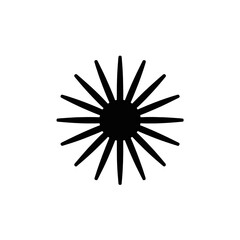 Obraz premium Abstract Starburst Graphic Element with Radial Spokes on White Background, Minimalist Design