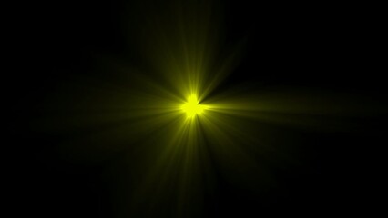 Bright Yellow Light Bursting from Center on Black Background