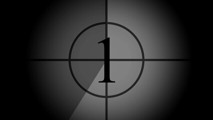 Countdown Timer with Number One in Circle on Grayscale Background