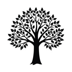 Obraz premium Detailed black silhouette of a flourishing tree