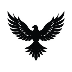 Majestic eagle spreading wings silhouette