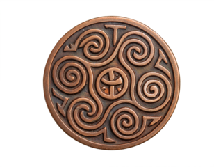 Ancient Celtic triskelion symbol engraved in bronze for history, spirituality, and heritage projects