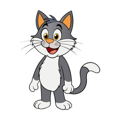 Obraz premium Funny Cat Character Cartoon Kitten Vector for Kids Activity Book, Game, Sticker & T-Shirt Use