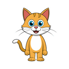 Funny Cat Character Cartoon Kitten Vector  for Kids Activity Book, Game, Sticker & T-Shirt Use