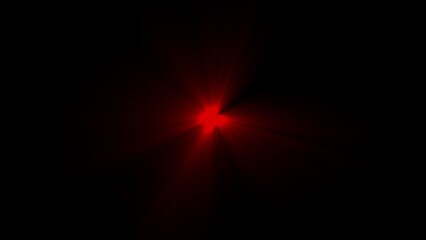 Red Burst of Light Against Black Background Abstract Illustration
