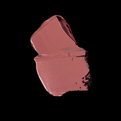 pink lipstick smear, cosmetics beauty product texture, liquid blush, lipstick swatch	on the black...