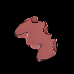 pink lipstick smear, cosmetics beauty product texture, liquid blush, lipstick swatch	on the black...