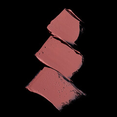 pink lipstick smear, cosmetics beauty product texture, liquid blush, lipstick swatch	on the black...