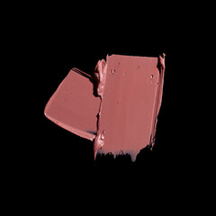 pink lipstick smear, cosmetics beauty product texture, liquid blush, lipstick swatch	on the black...