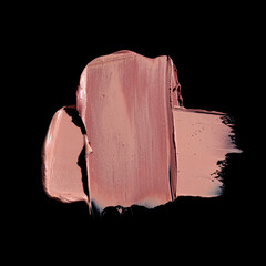 pink lipstick smear, cosmetics beauty product texture, liquid blush, lipstick swatch	on the black...