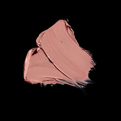 pink lipstick smear, cosmetics beauty product texture, liquid blush, lipstick swatch on the black...