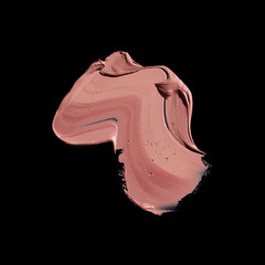 pink lipstick smear, cosmetics beauty product texture, liquid blush, lipstick swatch	on the black...