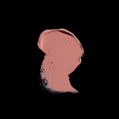 pink lipstick smear, cosmetics beauty product texture, liquid blush, lipstick swatch	on the black...