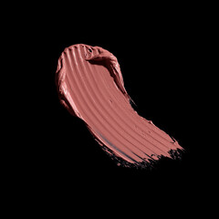 pink lipstick smear, cosmetics beauty product texture, liquid blush, lipstick swatch	on the black background