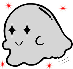 Cute Cartoon Ghost with Sparkling Stars – Halloween Character PNG