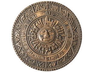 Obraz premium Ancient Aztec Sun Stone calendar artifact with intricate carvings and historical significance