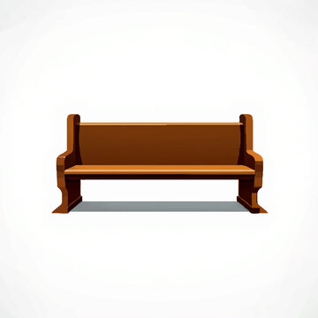 Wooden church pew isolated on white background

