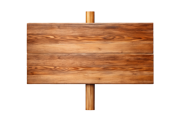 Wooden signboard isolated on transparent background mockup PNG icon isolated with transparent background