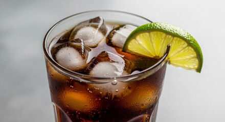 Refreshing Twist: Lime-Garnished Beverage Over Ice