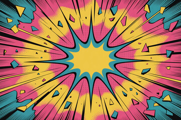 Vibrant Comic Book Explosion with Radiating Lines