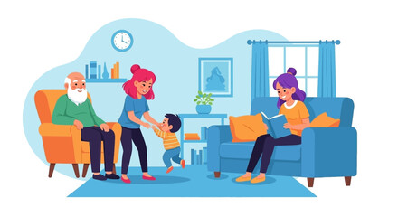 Happy multigenerational family spending time together at home. Perfect for family, home, and togetherness concepts.