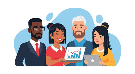 Diverse business team collaborating on project, perfect for website landing pages and presentations.