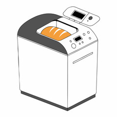 Bread machine with loaves of bread and digital control panel  