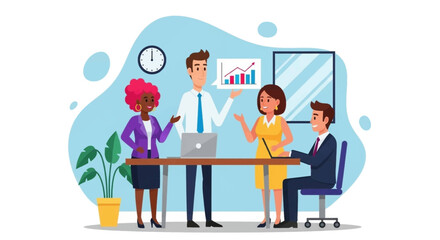 Diverse Business Team Meeting, Discussing Growth Chart - Perfect for Landing Pages & Presentations