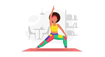 Woman doing yoga at home, perfect for wellness websites or fitness apps.
