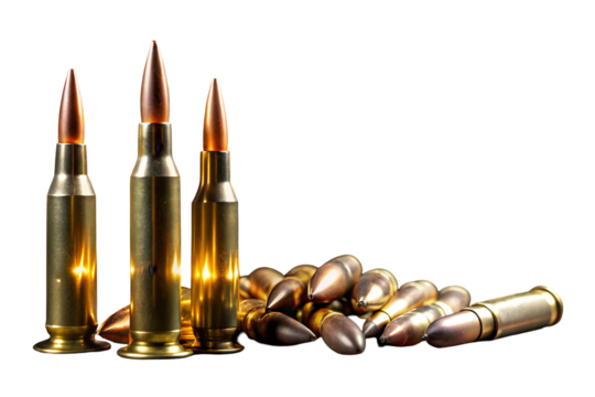 762 caliber rifle bullets falling isolated on black background PNG icon isolated with transparent background
