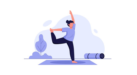 Woman practicing yoga outdoors, perfect for wellness websites or fitness brochures.