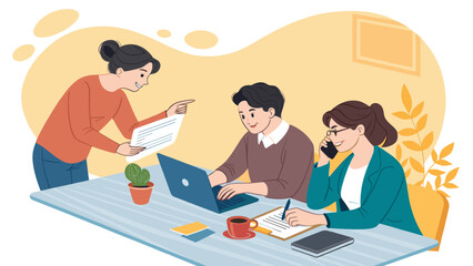 Teamwork, collaboration, and communication in a modern office setting. Ideal for websites, presentations, and marketing materials.