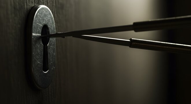 Lock pick entering keyhole