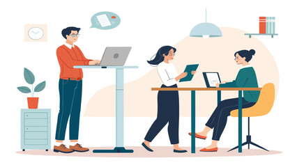 Modern office colleagues collaborating, perfect for website banners or presentations.