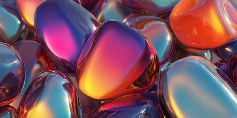 Abstract background of glass pebbles. multicolored pebbles. gradient. banner.