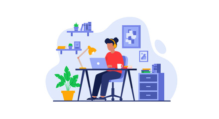 Person working from home on laptop, ideal for blog posts about remote work or productivity.