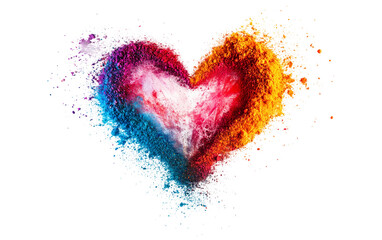 Dynamic composition of blended hues creating a heart shape through a continuous color trail isolated on transparent background PNG
