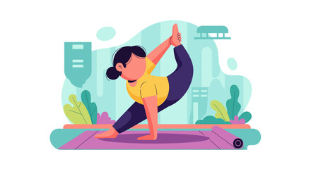 Woman practicing yoga, perfect for wellness websites or brochures.