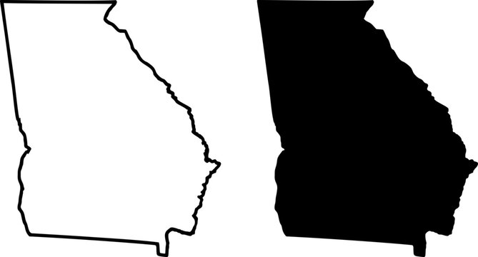 Georgia state border map outline and silhouette vector graphic isolated image decal