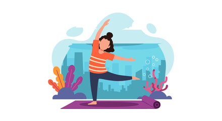 Girl doing yoga illustration, perfect for wellness websites, blogs, or brochures.