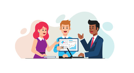 Diverse Business Team Analyzing Data: Perfect for presentations, reports, and websites.