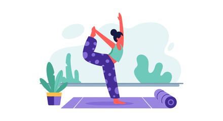 Woman practicing yoga, perfect for wellness websites or fitness brochures.