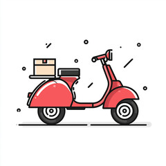 Obraz premium Red Scooter Food Delivery Icon