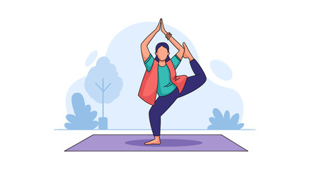 Woman practicing yoga outdoors, perfect for wellness websites or brochures.