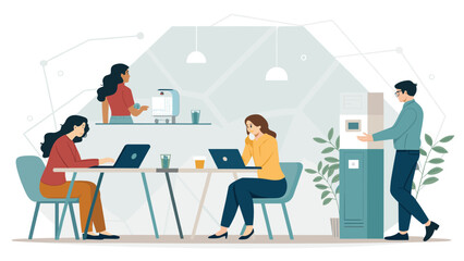 Diverse team of professionals working collaboratively in a modern office, ideal for business presentations and website banners.